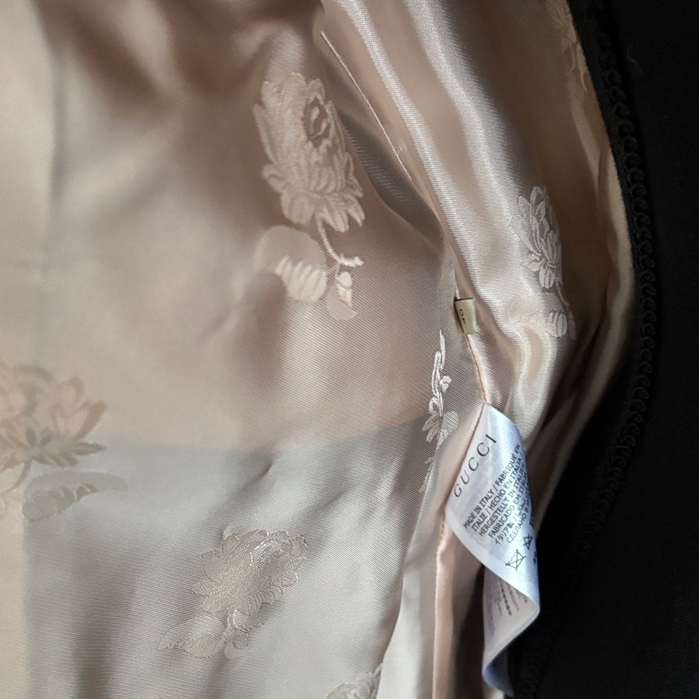 Gucci Aria GG Monogram jacket with Brown Leather Trim and Web Stripe belt - Picture 6 of 8